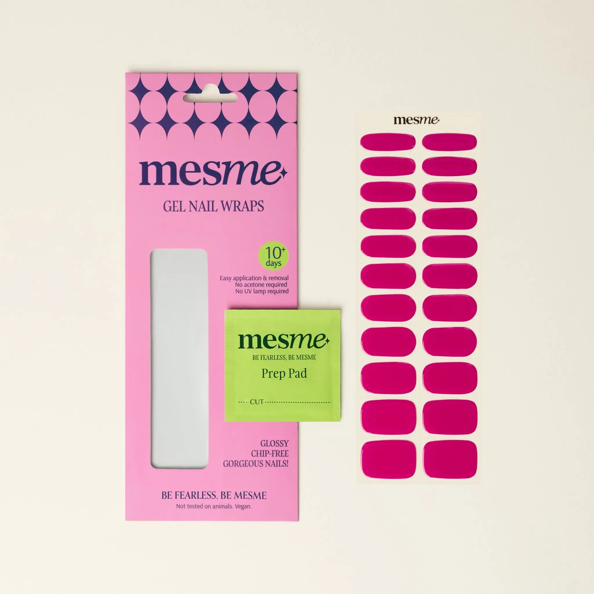 mesme Anne Magenta Berry Gloss 10-Day UV-Free Nail Wraps — Packaging