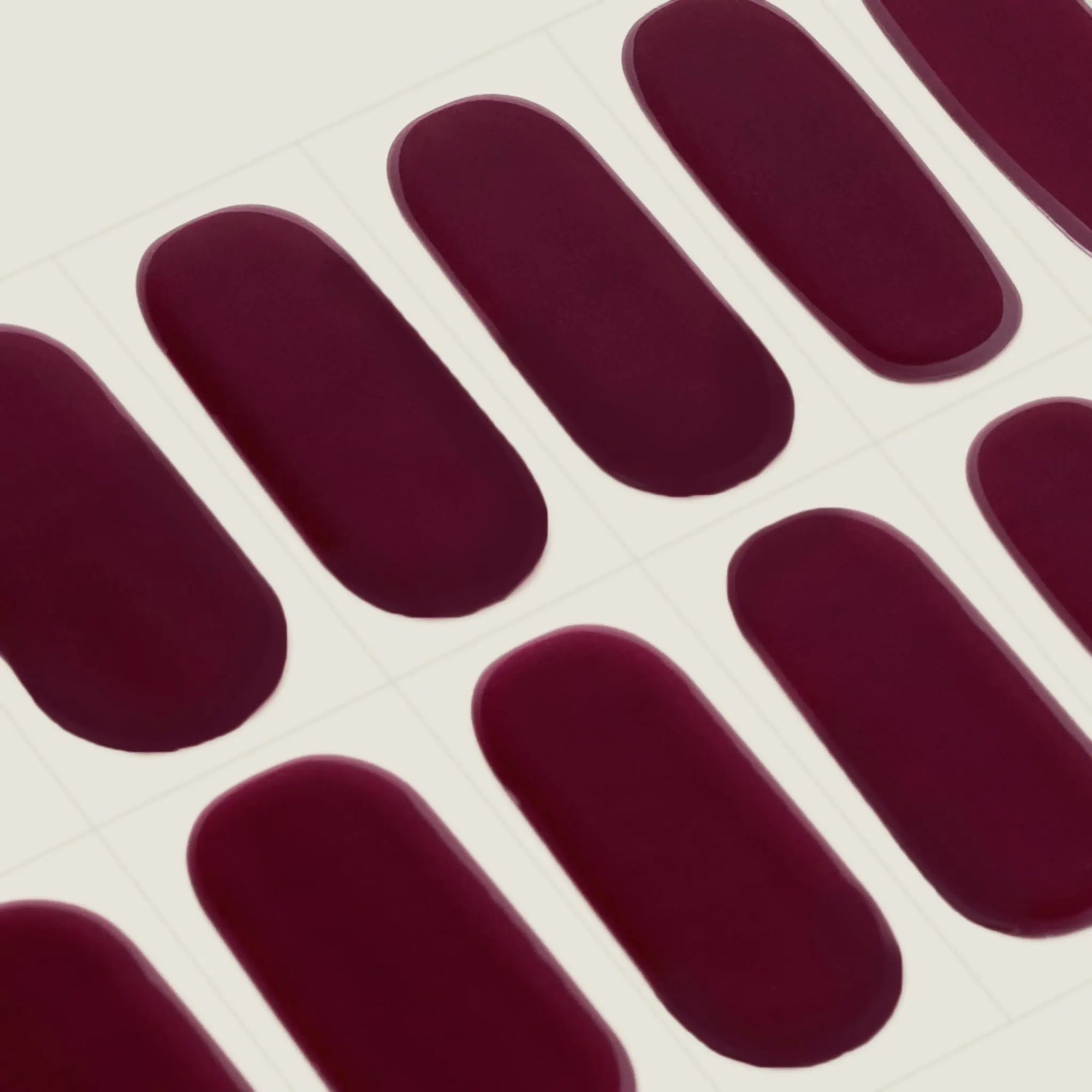 mesme Barbara Burgundy 10-Day UV-Free Nail Wraps — Strip Sheet Close-Up