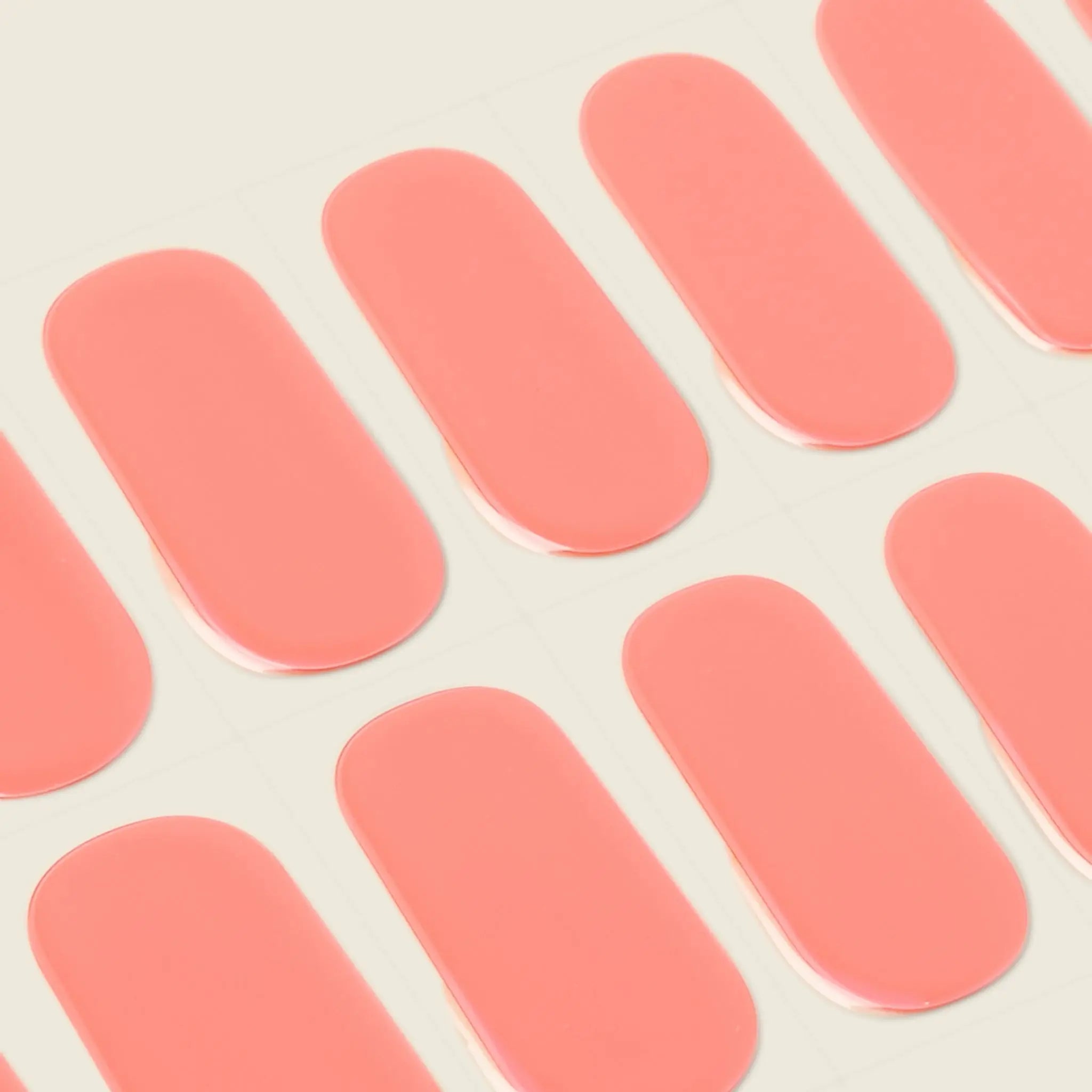 mesme Celia Coral 14-Day UV Gel Nail Wraps — Strip Sheet Close-Up