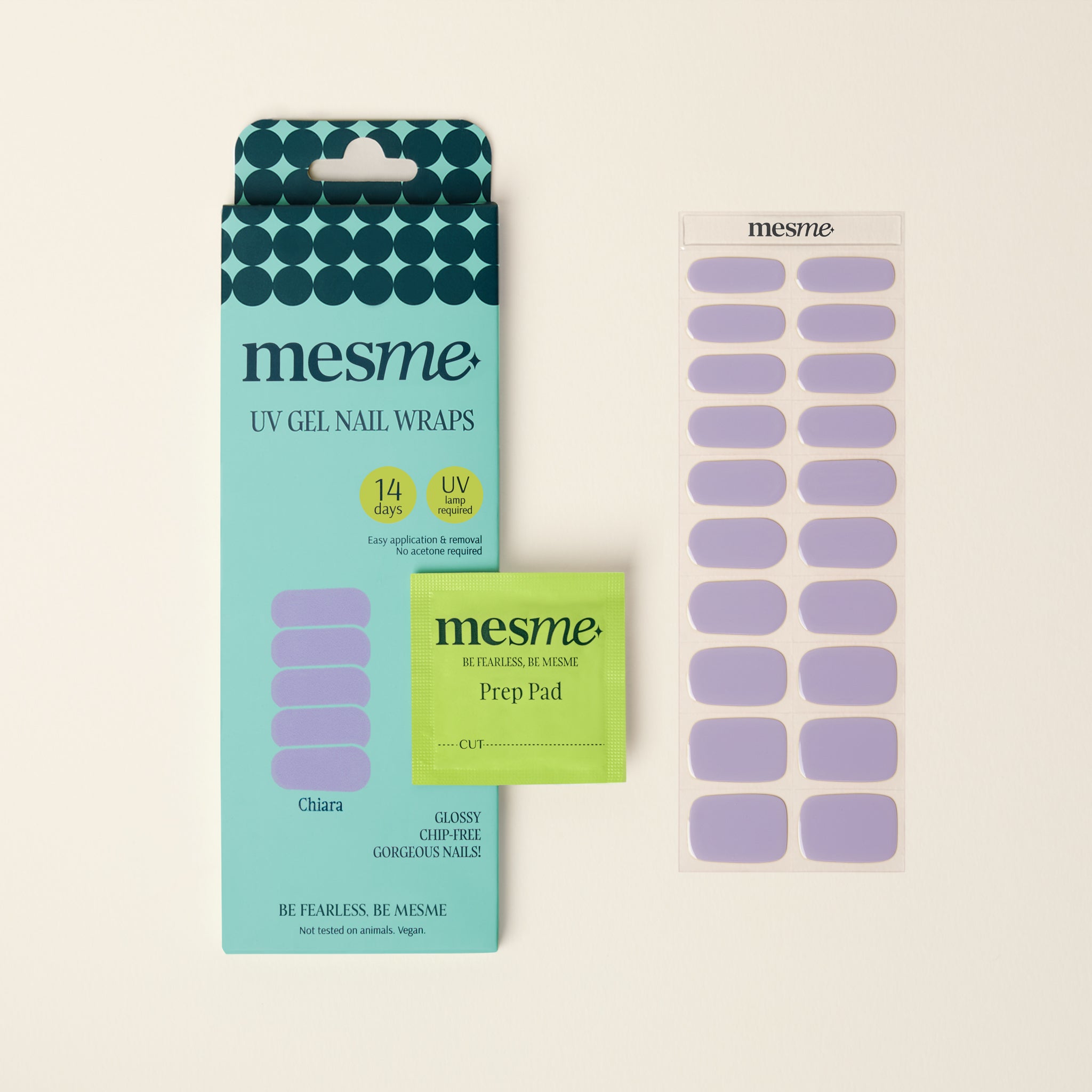 mesme Chiara Lavender 14-Day UV Gel Nail Wraps — Packaging