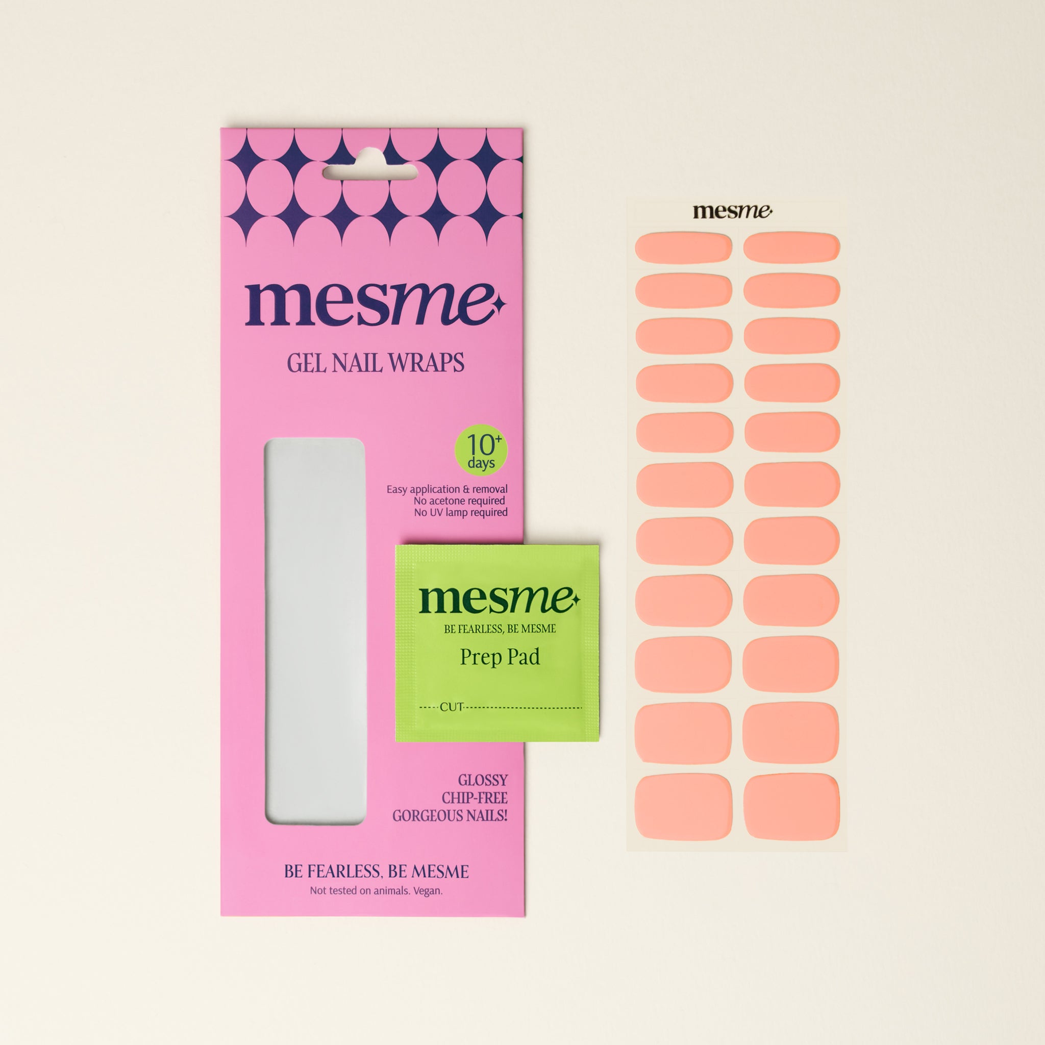 mesme Claudia Peach Nude 10-Day UV-Free Nail Wraps — Packaging