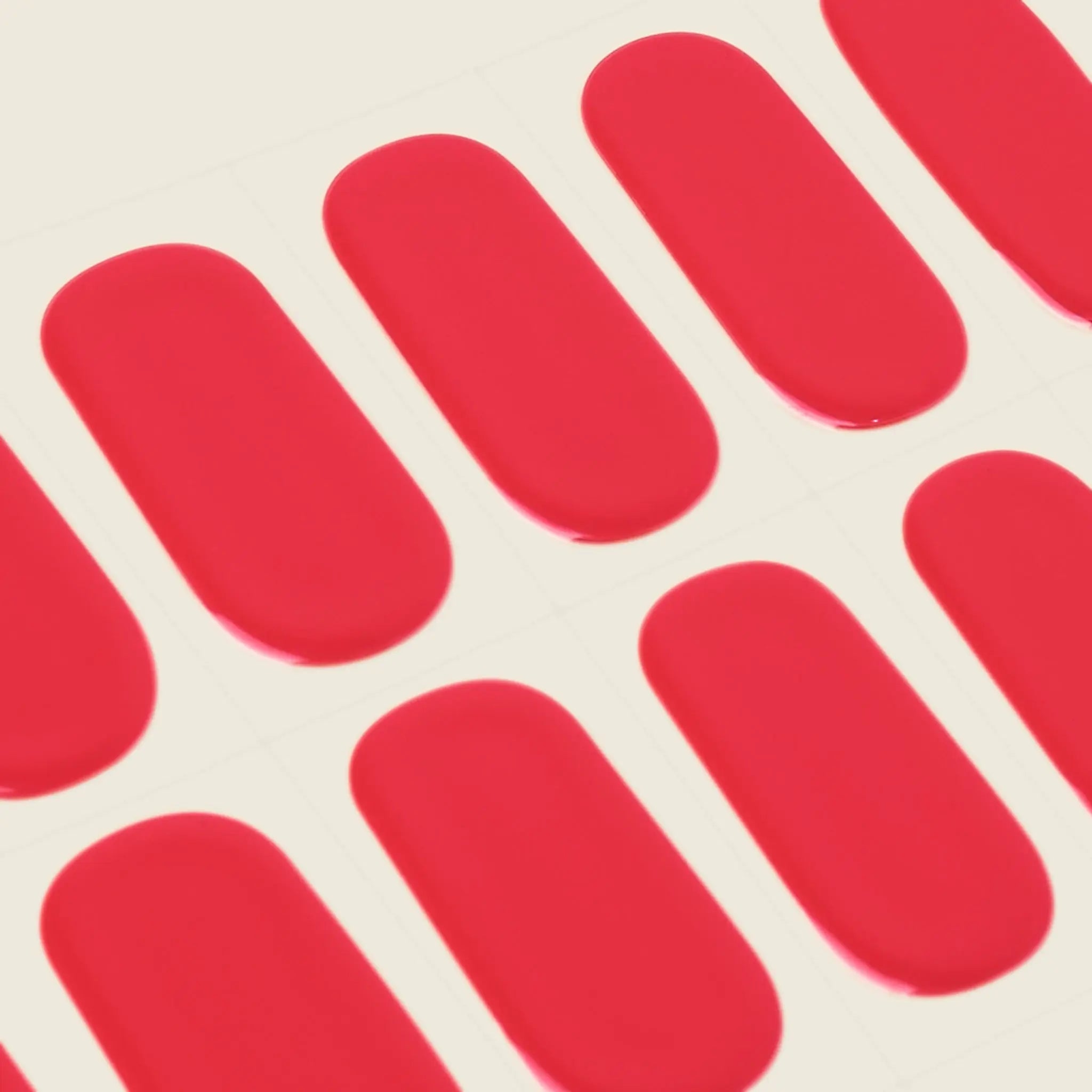 mesme Emi Bright Pink-Red 14-Day UV Gel Nail Wraps — Strip Sheet Close-Up