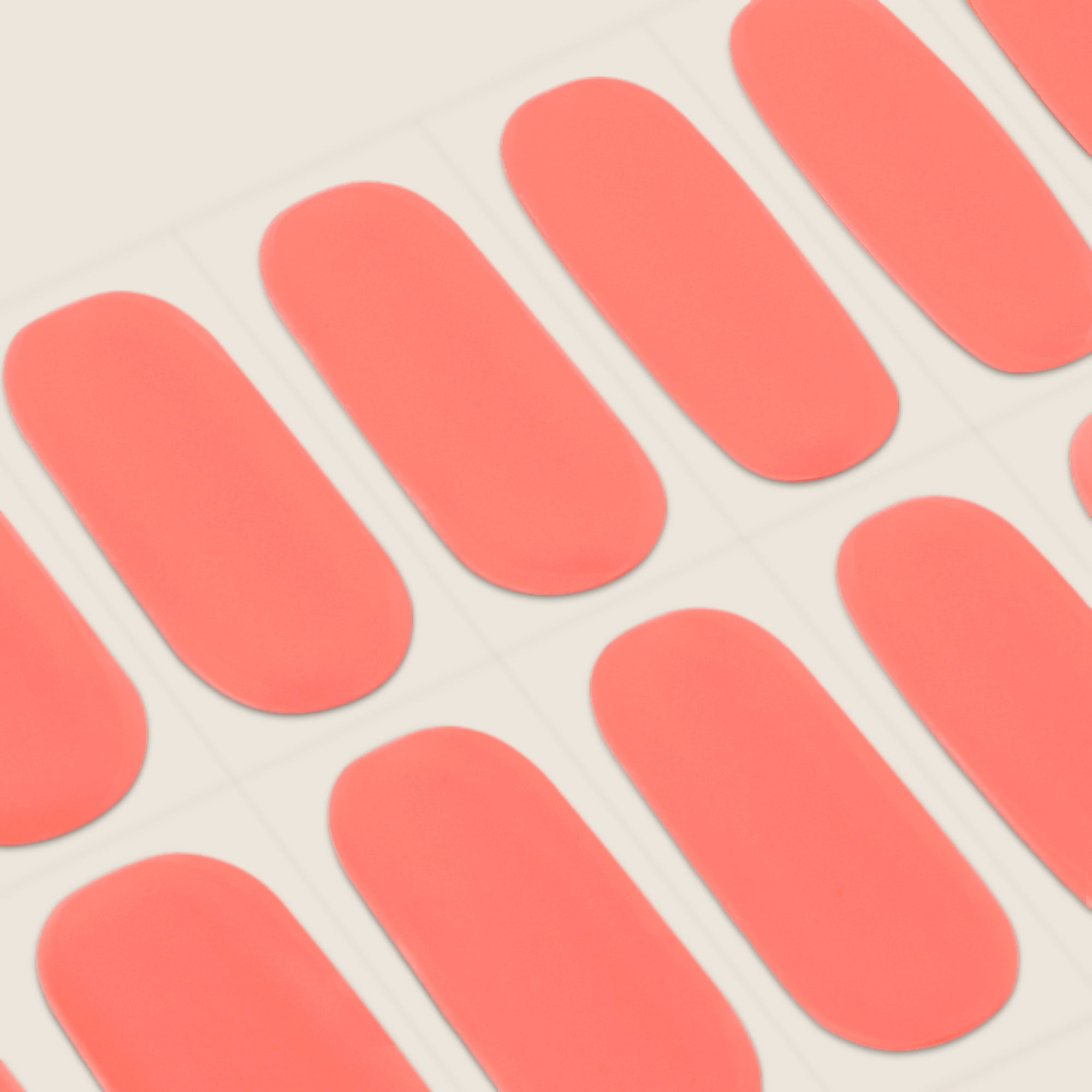 mesme Frankie Coral 10-Day UV-Free Nail Wraps — Strip Sheet Close-Up