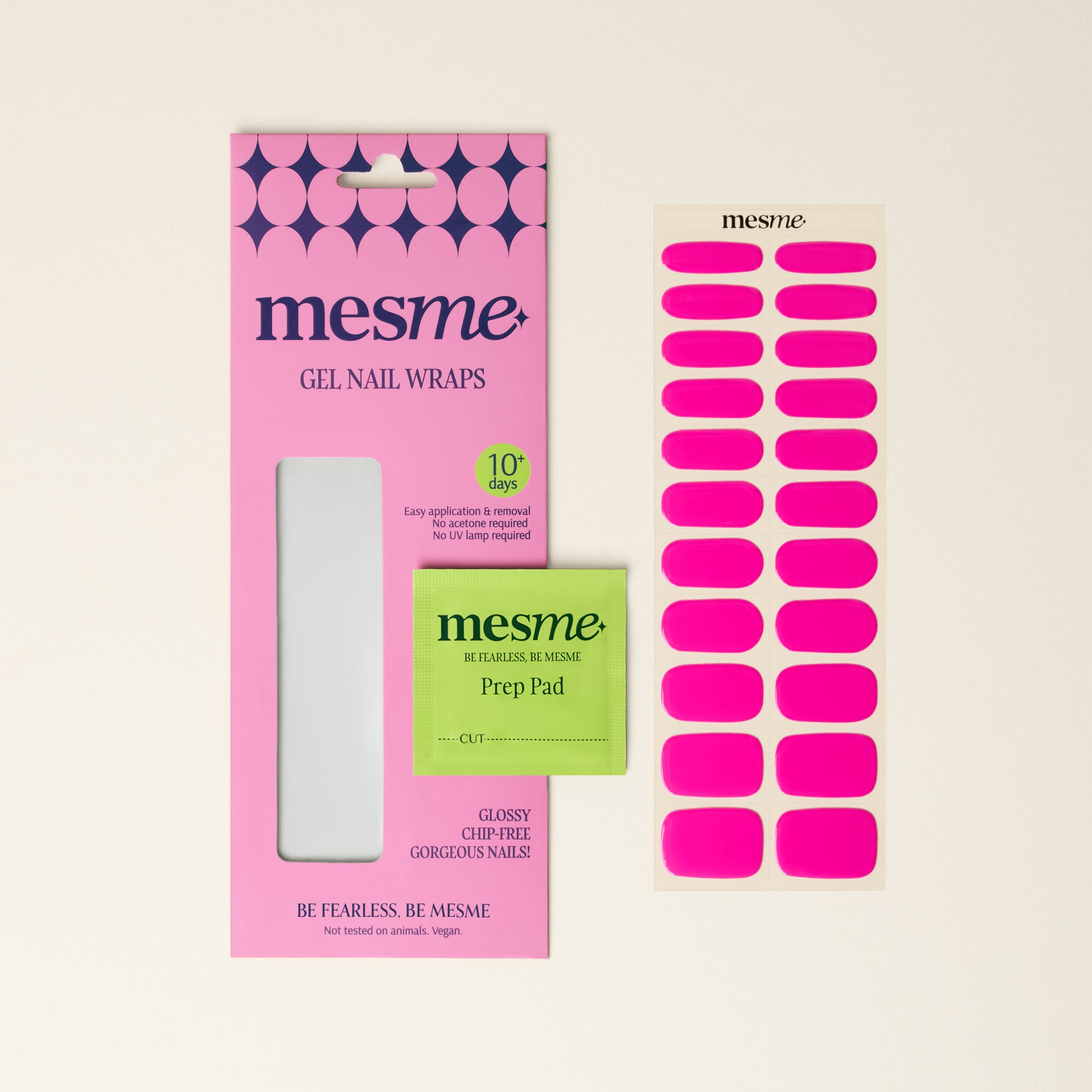 mesme Jenny Hot Pink 10-Day UV-Free Nail Wraps — Packaging