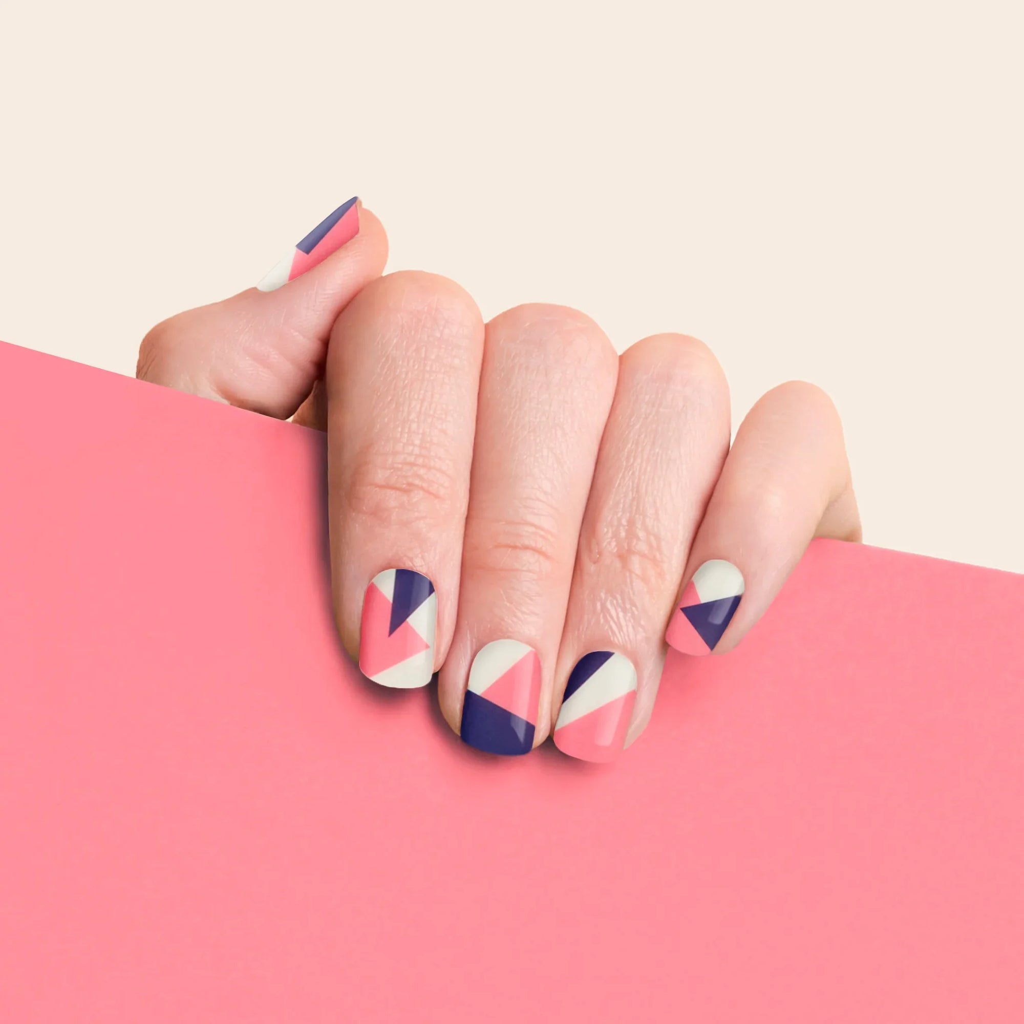 mesme Johanna Pink Purple 3+ Day UV-Free Gel Nail Wraps On Hand