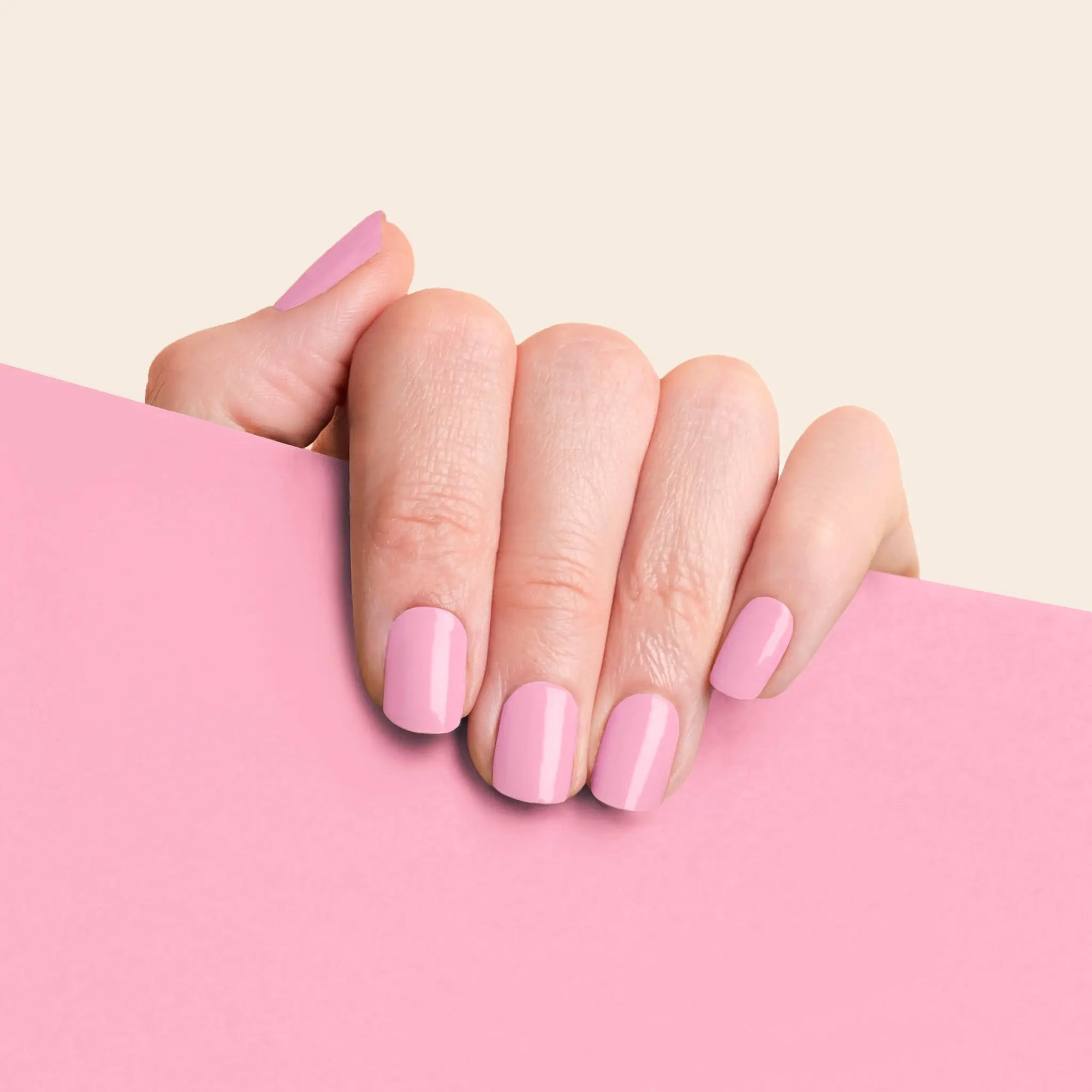 mesme Karin Pink 14-Day UV Gel Nail Wraps On Hand
