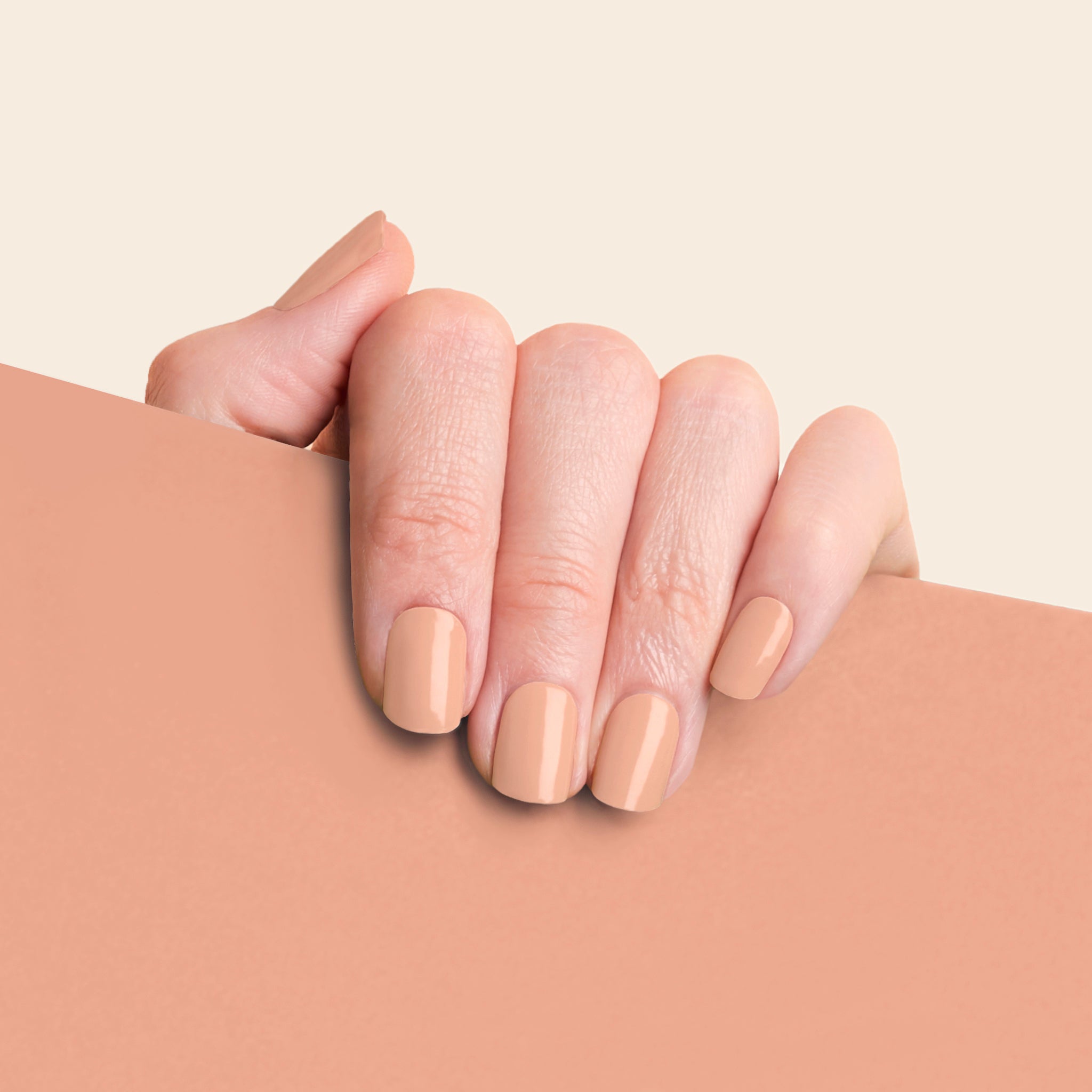 Mesme Kumiko Beige Nude 10-Day UV-Free Nail Wraps On Hand