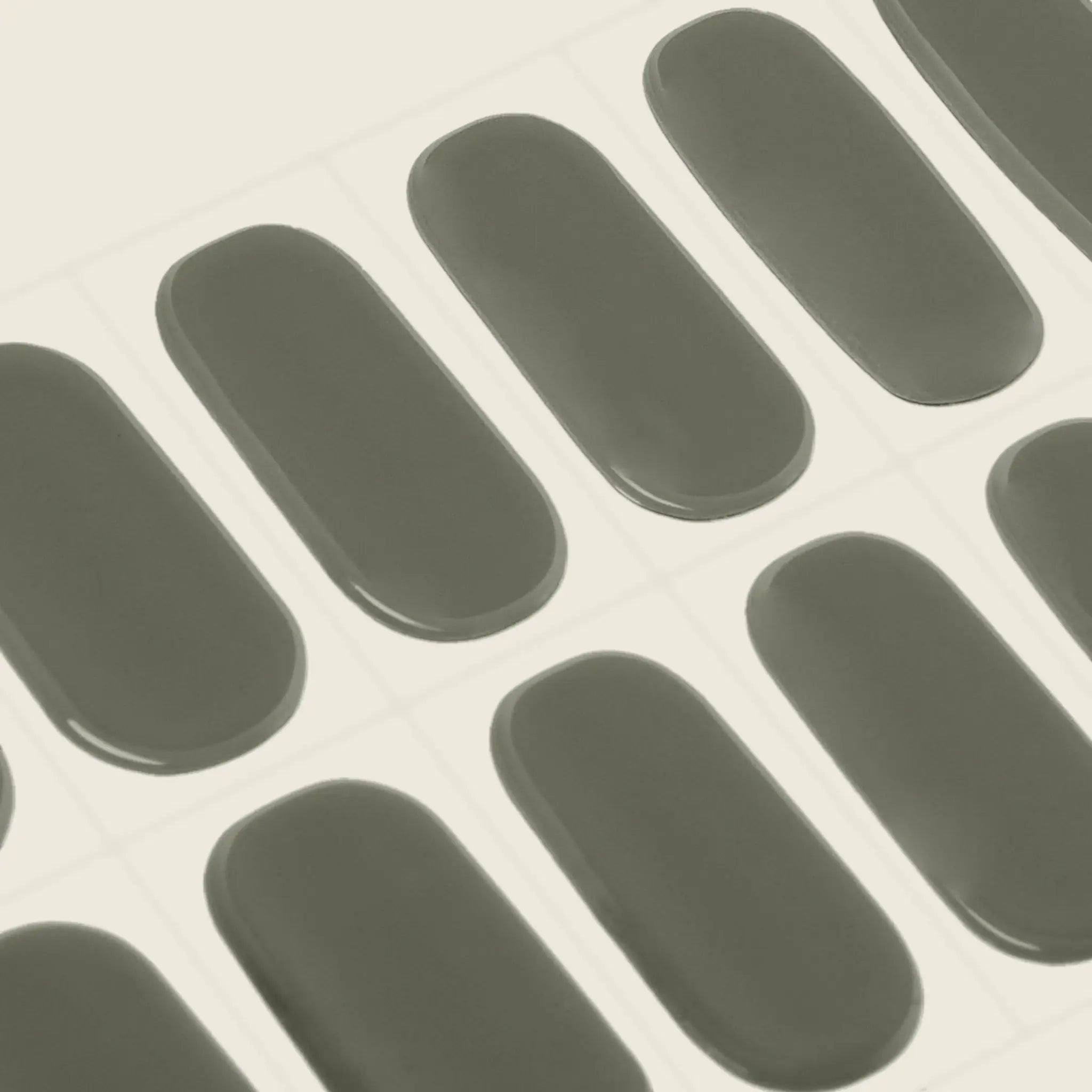 mesme Laura Muted Sage Green 10-Day UV-Free Nail Wraps — Strip Sheet Close-Up