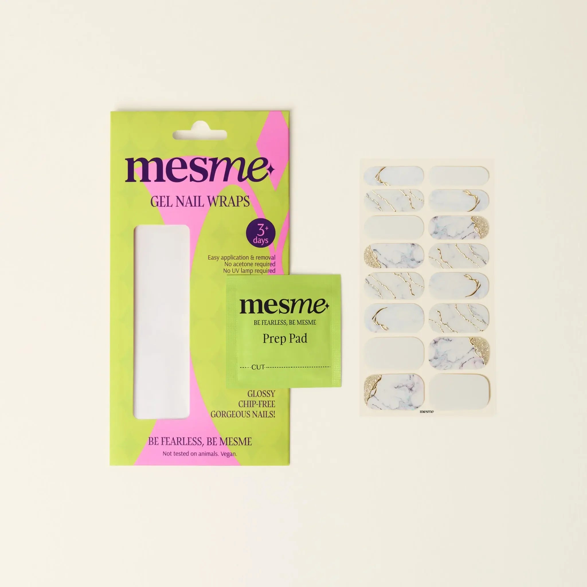mesme Lilly White 3+ Day UV-Free Gel Nail Wraps — Packaging