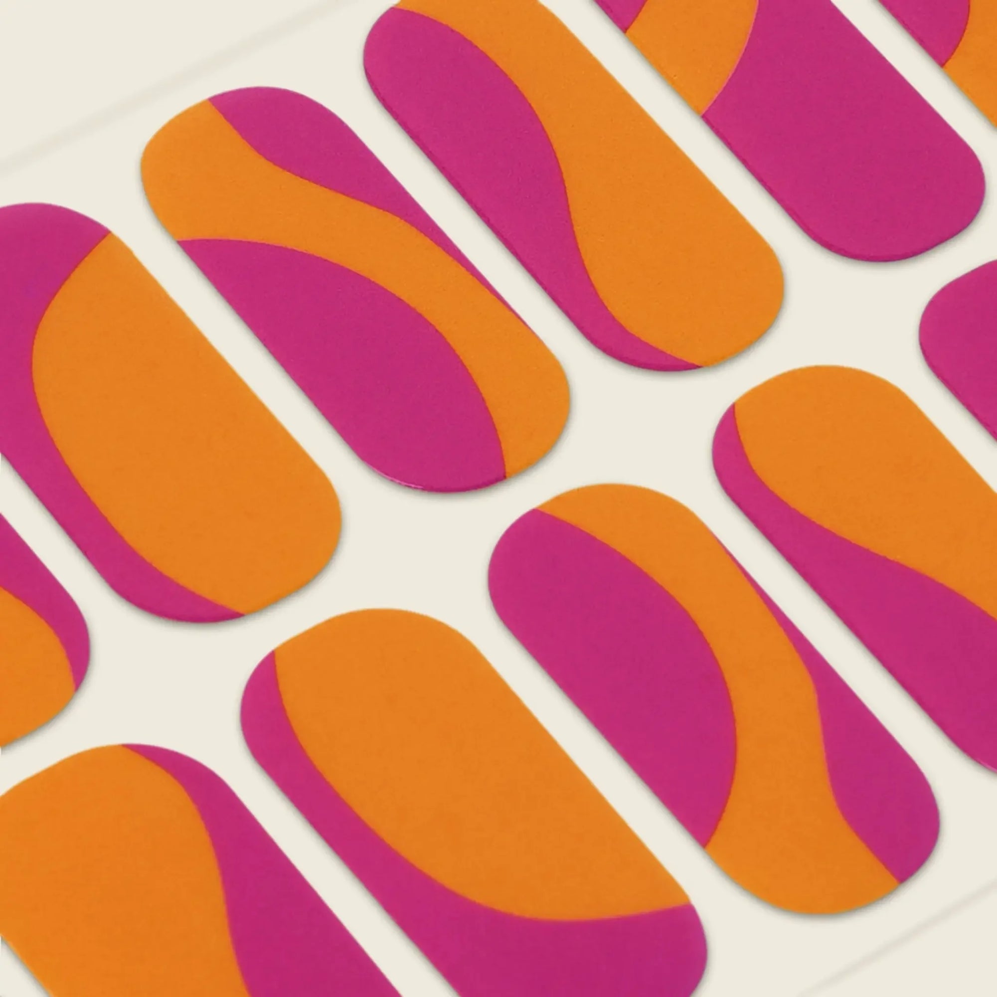 mesme Lucia Magenta Orange 3+ Day UV-Free Gel Nail Wraps — Strip Sheet Close-Up