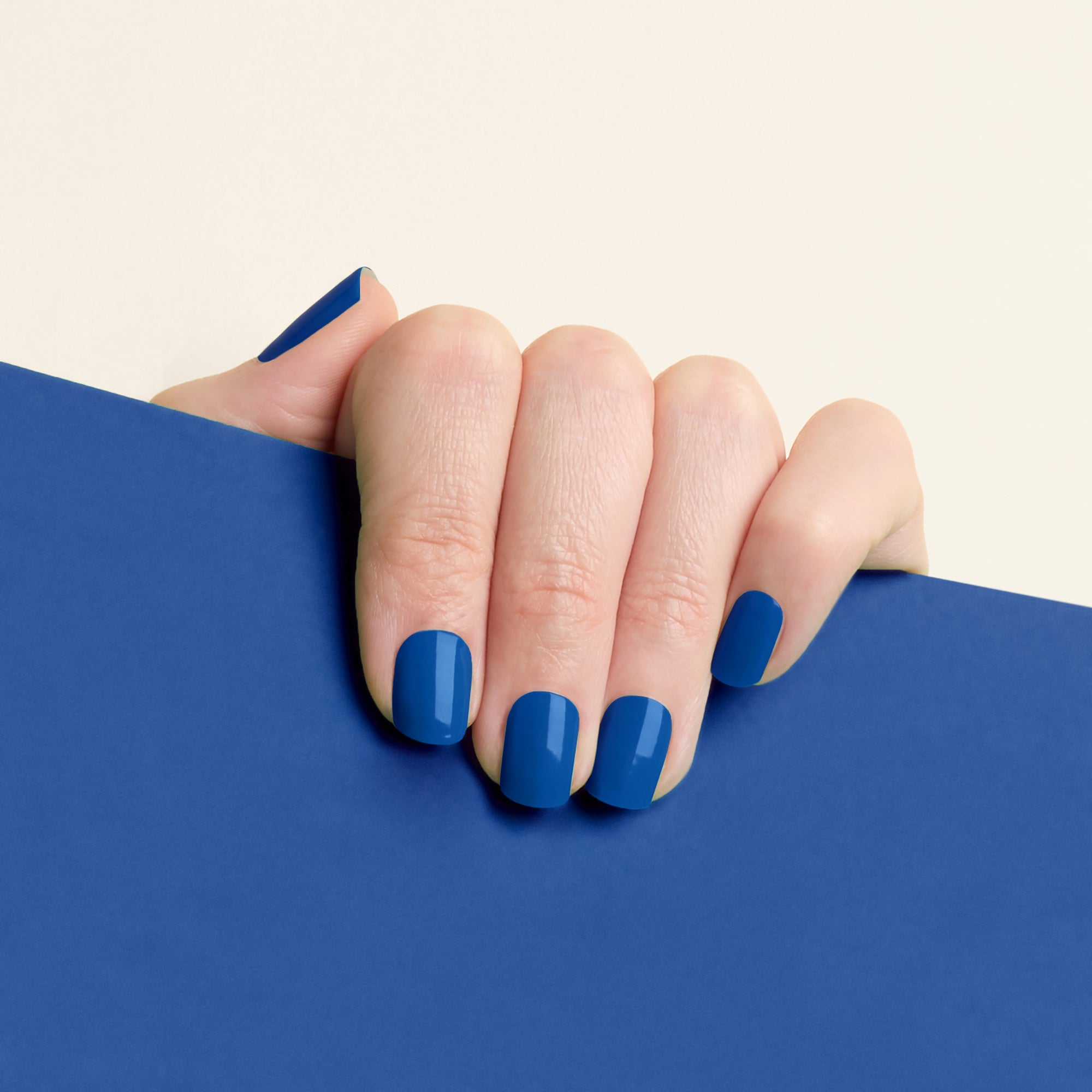 mesme Luisa Cobalt Blue 10-Day UV-Free Nail Wraps On Hand