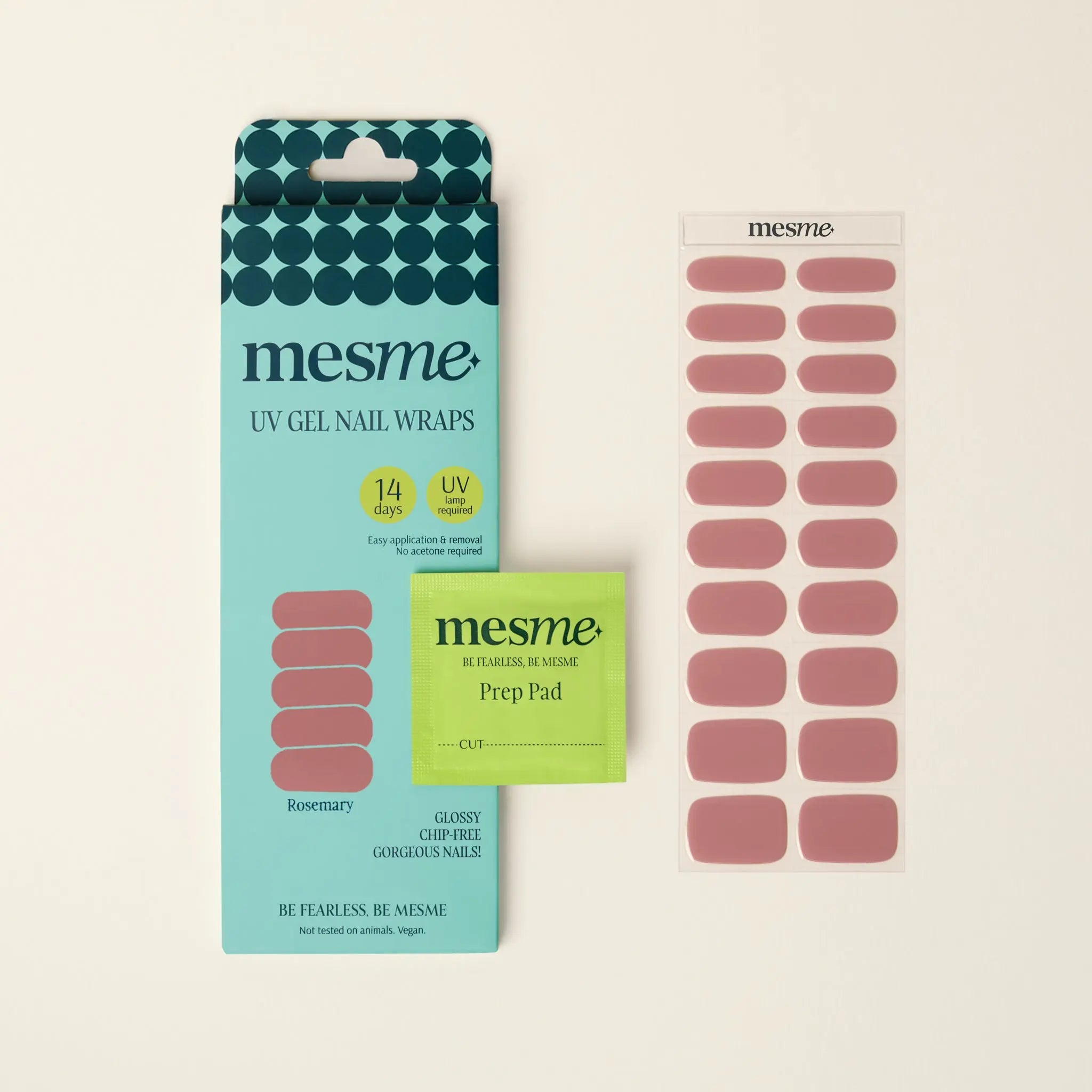 mesme Rosemary Mauve Nude 14-Day UV Gel Nail Wraps — Packaging