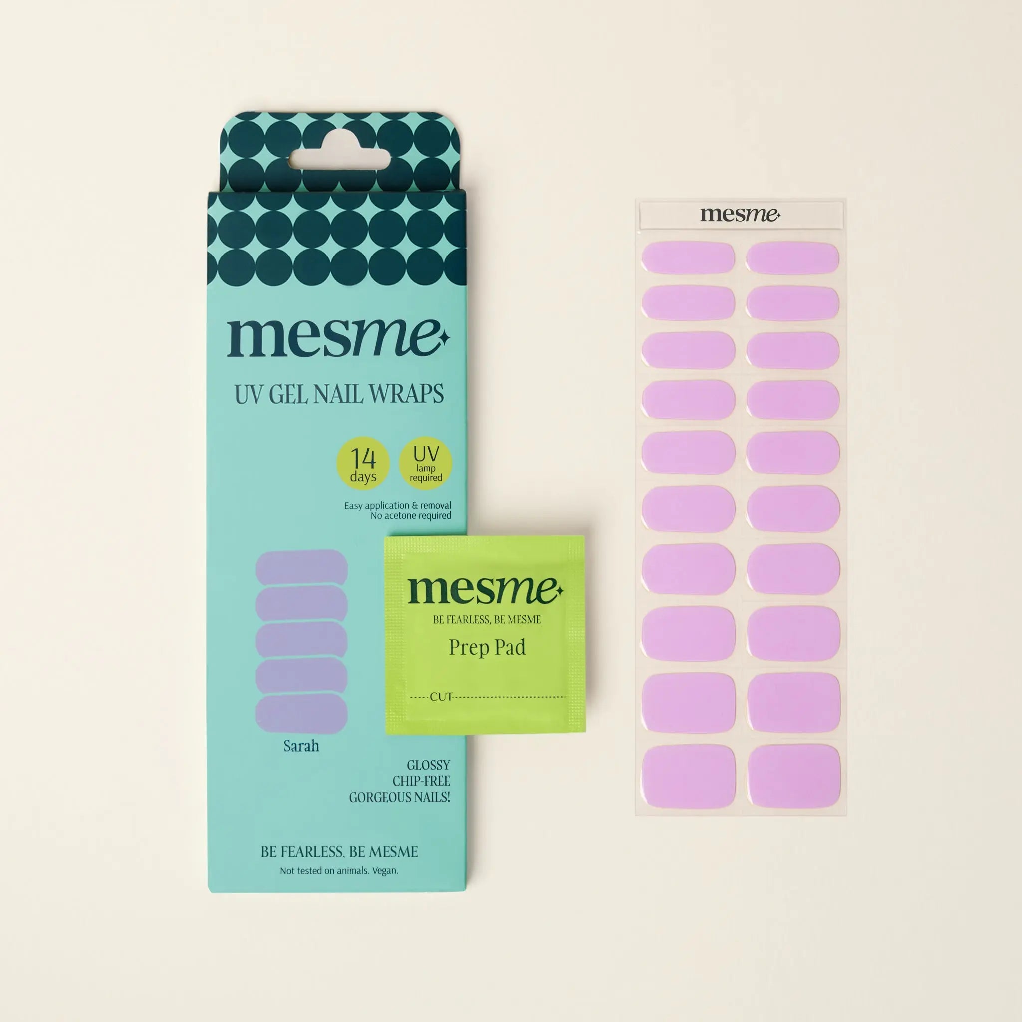 mesme Sarah Lilac 14-Day UV Gel Nail Wraps — Packaging